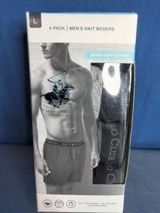 lot 30 image: Beverly Hills Polo Club Underwear Mens Knit Boxers, 4-Pack, Size Large