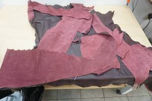 lot 19 image: Maroon Leather (big piece & scraps)