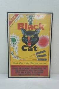 lot 105 image: Vintage Black Cat Fireworks Framed Poster