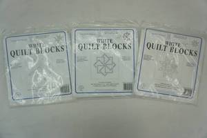 lot 151 image: White Quilt Blocks 18x18 (3 packages with sets of 6)