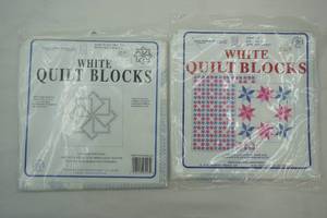 lot 153 image: White Quilt Blocks 18x18 (2 packages with sets of 6)