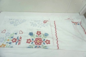 lot 154 image: Cross-Stitch Quilt-Top (started) 41x 100