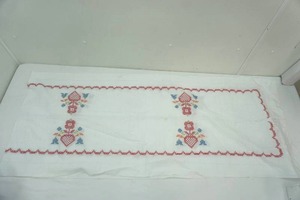 lot 155 image: Table Runner Cross-Stitch (started) 21x104