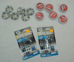 lot 162 image: Pipe Seal Tape (6ct) , Mechanics Wire (6ct) & DAP Thread Locker NEW (2ct)