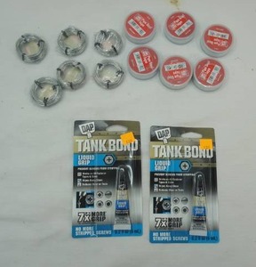 lot 164 image: Pipe Seal Tape (6ct) , Mechanics Wire (6ct) & DAP Thread Locker NEW (2ct)