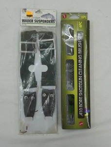 lot 241 image: 410 Bore Shotgun Cleaning Brush Set (6 piece) & Wader Suspenders (Y-Back Design)