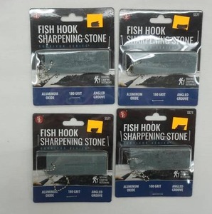 lot 320 image: (4ct) Fish Hook Sharpening Stones. Aluminum Oxide. 180 Grit. Angled Groove.