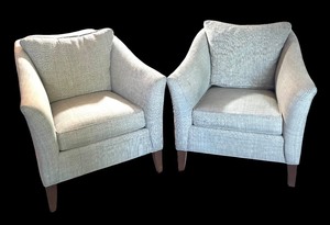lot 7R image: LR - Pair of Ethan Allen Upholstered Armchairs