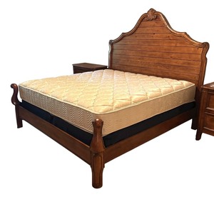 lot 16R image: LL - King Size Wood Bed Frame with Ornate Headboard