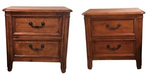 lot 17R image: LL - Pair of Wooden 2-Drawer Nightstands  Side Tables