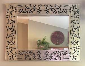 lot 24R image: LR - Decorative Wall Mirror with Leaf Motif Frame