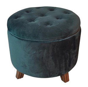 lot 26R image: LR - Fujian Kingwell Round Velvet Storage Ottoman