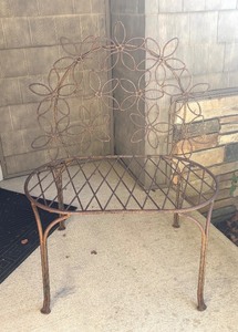 lot 34R image: Y - Metal Patio Bench with Floral Backrest Design
