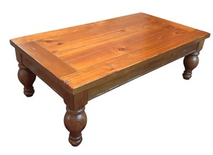 lot 38R image: LL - Vintage Wooden Coffee Table with Turned Legs