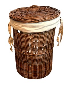 lot 93R image: LL - Tall Wicker Basket with Removable Liner and Lid