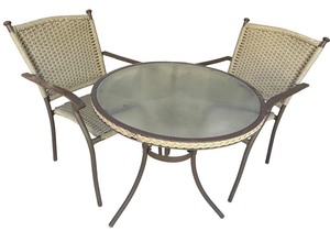 lot 94R image: LL - Outdoor Patio Set with Round Glass Table and 2 Chairs