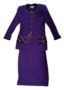lot 123R image: LL - St. John Collection Purple Jacket and Skirt Set Size 12