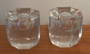 lot 136R image: LL - Pair of Crystal Candleholders