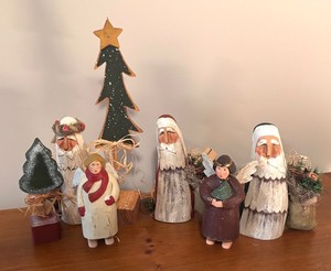 lot 139R image: LL - Collection of 7 Handcrafted Holiday Figurines and Trees