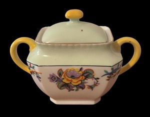 lot 154R image: LL - Vintage PM Bavaria Porcelain Sugar Dish with Floral Design