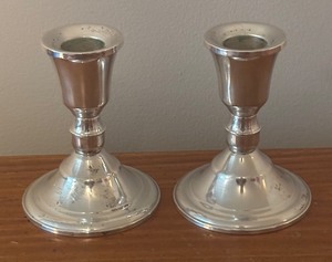 lot 157A image: LL - Pair of Duncan & Cipollin Sterling Weighted Candle Holders