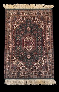 lot 167R image: LL - Decorative Oriental Rug with Medallion Pattern and Fringe