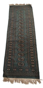 lot 168R image: LL - Vintage Pakistan Hand Woven Green Patterned Runner Rug
