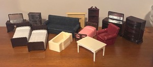 lot 175R image: LL - Vintage Doll Furniture Collection with Beds, Dressers, Sofa and More