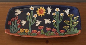 lot 180R image: LL - Terry Ann Davis Hand-Painted Ceramic Dish