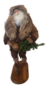 lot 183R image: LL -  North Woods Santa Claus Decor Figurine with Fur Trim and Basket