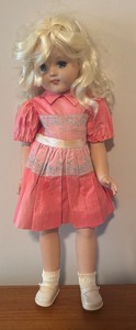 lot 187R image: LL -  Vintage Doll with Pretty Pink Dress