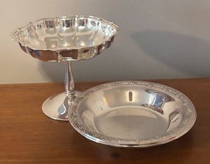 lot 192R image: LL - Elegant Vintage Silver Plated Compote and Dish