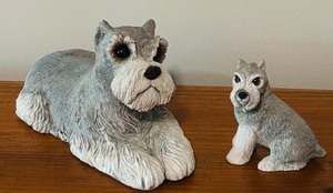 lot 52C image: LL - Schnauzer Dog Figurine Pair by Sandicast and Home Studio