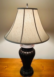 lot 58C image: LL - Bronze-Style Table Lamp with Fabric Shade