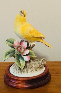 lot 66C image: LL - Andrea by Sadek Canary Porcelain Figurine on Wooden Base