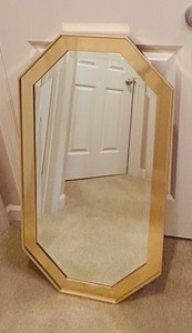 lot 71C image: LL - Gold Framed Octagonal Wall Mirror 20 x 36 Inches
