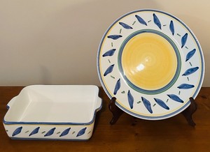 lot 74C image: LL - Williams Sonoma Tournesol Italy 14 Inch Plate and Rectangular Baker