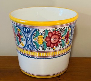 lot 76C image: LL - Hand-Painted Italian Ceramic Planter Pot 9 Inch