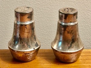 lot 82C image: LL - Pair of Vintage Sterling Salt and Pepper Shakers, 2.5 Inch
