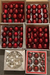 lot 103C image: LL - Collection of Red and White Christmas Ornaments Assorted Sizes