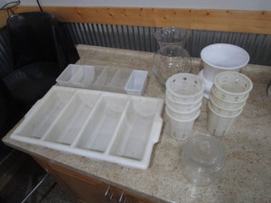 lot 125 image: Silverware Trays & Cups, Mixed Drink Garnishment Tray, Vases