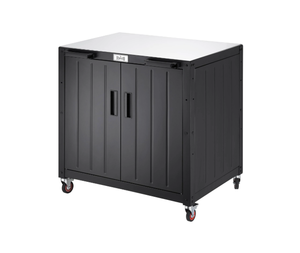 lot 50 image: Feasto Outdoor Bar Cart Grill Table Cart with 304 Stainless Steel Top & Storage Cabinet KT2435C