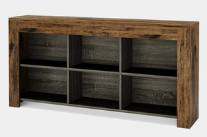 lot 57 image: Wood Sofa Table, Rustic Console Table Entryway Table with 6 Storage Cubes