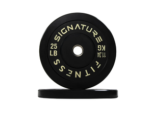 lot 59 image: Signature Fitness 2 Olympic Bumper Plate Weight Plates with Steel Hub in Pairs or Sets - 100% Virgin Rubber