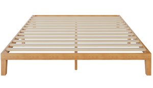 lot 63 image: Yapamar Wood Bed Frame, Wooden Platform Bed Frame Mattress Foundation with Support Slats, Natural Pine - Queen