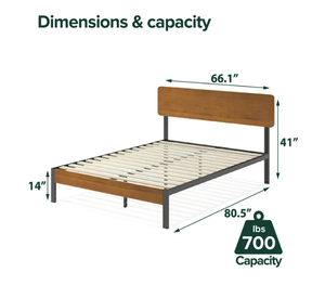 lot 64 image: Zinus Olivia 41 Metal Platform Bed Frame, Queen