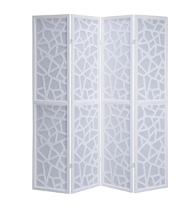 lot 68 image: Roundhill Furniture Giyano Rice PaperWood 4-Panel Screen Room Divider in White