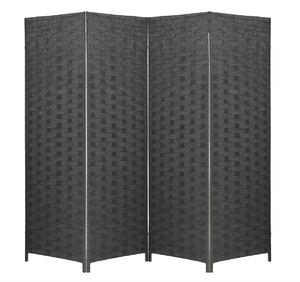 lot 76 image: FDW Room divider 4 -Panel Black Wood Folding Country Style Room Divider