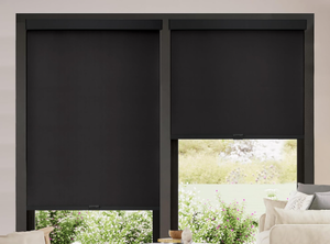 lot 107 image: AOSKY Blackout Roller Shades Cordless Blinds for Windows, Free-Stop Shades with Valance, Thermal Insulated Fabric, UV Protection, Natural Woven Blinds for Home and Office (59 W x 72 H, Black)