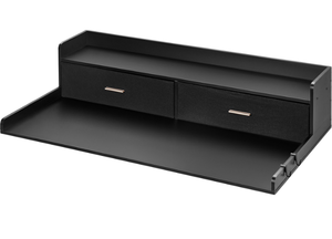 lot 408 image: VEVOR 2 Drawers Washer Dryer Countertop with 2-Tier Shelf, 54 x 27 Wooden Washer and Dryer Countertop with Non-Slip Pads, Water-Resistant Laundry Topper for Laundry Room Organization, Black